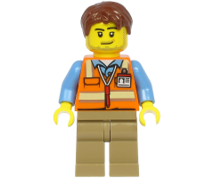 Air Traffic Controller - Male, Reddish Brown Hair, Orange Safety Vest, Dark Tan Legs