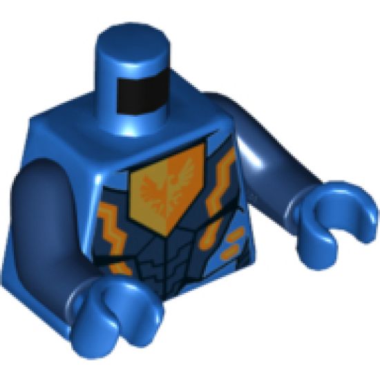 Torso Nexo Knights Armor with Orange and Gold Circuitry and Falcon on Pentagonal Shield Pattern / Dark Blue Arms / Blue Hands