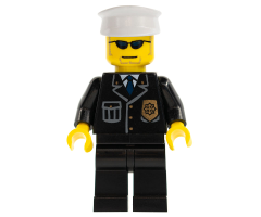 Police - City Suit with Blue Tie and Badge, Black Legs, Sunglasses, White Hat