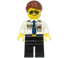Pilot - Female, Reddish Brown Hair, White Shirt with Dark Blue Tie, Black Legs