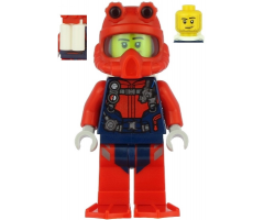 Scuba Diver - Male, Smirk, Red Helmet, White Air Tanks, Red Flippers