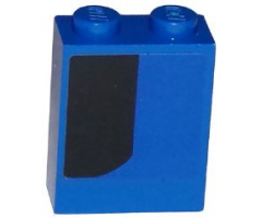 Brick 1 x 2 x 2 with Inside Stud Holder with Curved Thick Black Stripe on Blue Background Pattern Model Left Side (Sticker) - Set 75875