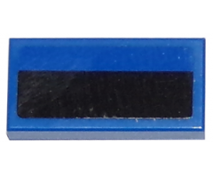 Tile 1 x 2 with Black Thick Stripe on Blue Background Pattern (Sticker) - Set 75875