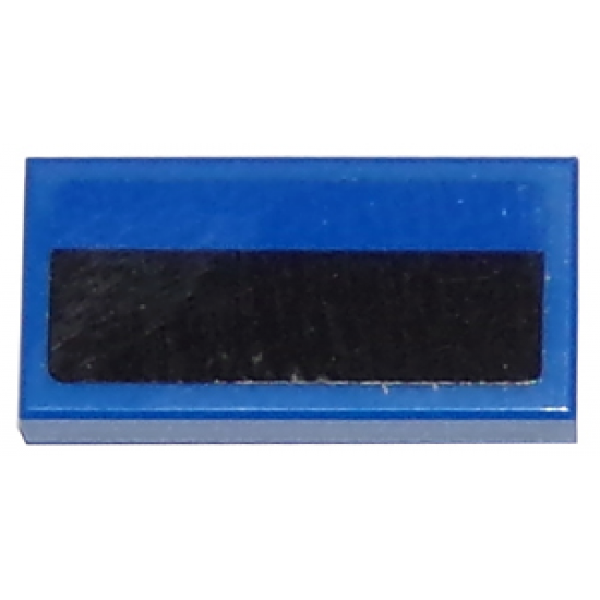 Tile 1 x 2 with Black Thick Stripe on Blue Background Pattern (Sticker) - Set 75875