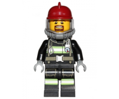 Fire - Reflective Stripes with Utility Belt, Dark Red Fire Helmet, Breathing Neck Gear with Air Tanks, Trans Clear Visor, Goatee