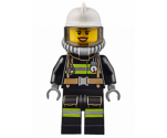 Fire - Reflective Stripes with Utility Belt, White Fire Helmet, Breathing Neck Gear with Air Tanks, Trans Black Visor, Peach Lips Open Mouth Smile