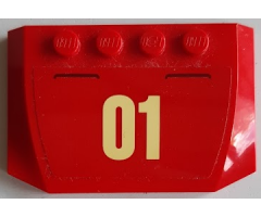 Wedge 4 x 6 x 2/3 Triple Curved with Bright Light Yellow '01' on Red Background Pattern (Sticker) - Set 60215