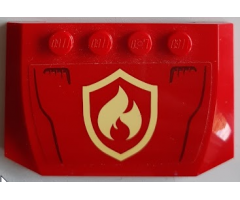 Wedge 4 x 6 x 2/3 Triple Curved with Bright Light Yellow and Red Fire Logo Badge Pattern (Sticker) - Set 60215