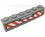 Brick 1 x 6 with 'CAUTION' and Orange and White Danger Stripes Pattern (Sticker) - Set 60195