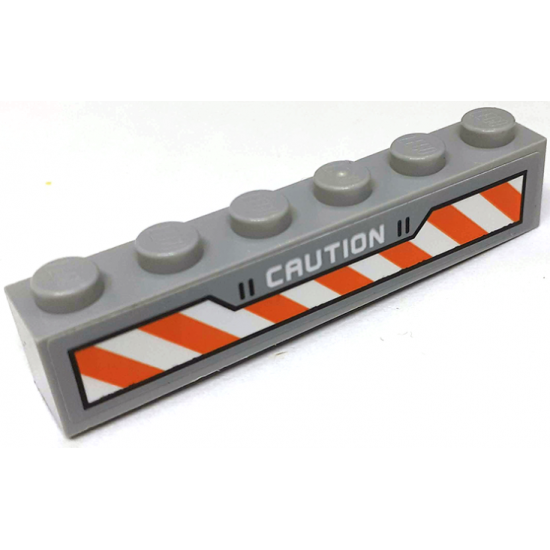Brick 1 x 6 with 'CAUTION' and Orange and White Danger Stripes Pattern (Sticker) - Set 60195