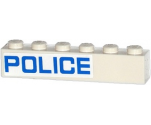 Brick 1 x 6 with Blue 'POLICE' Pattern Model Left Side (Sticker) - Sets 60045 / 60046