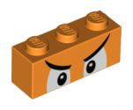 Brick 1 x 3 with Angry White Eyes and Black Eyebrows Pattern (Boom Boom)