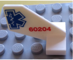 Tail Shuttle, Small with Red '60204' and Partial Blue EMT Star of Life Pattern on Both Sides (Stickers) - Set 60204