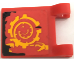 Flag 2 x 2 Square with Bright Light Orange Spiral Cog, Snake Heads and Black Tattered Edge Pattern Model Right Side (Sticker) - Set 70624