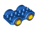 Duplo, Vehicle Car Base 2 x 6 with Four Black Tires and Yellow Wheels on Fixed Axles