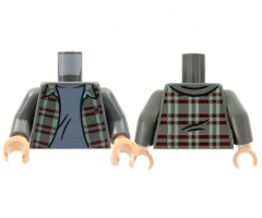 Torso Flannel Shirt over Sand Blue T-Shirt Pattern / Dark Bluish Gray Arms / Light Nougat Hands