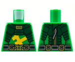 Torso Dark Green Armor, Gold Buckle, Bright Light Orange Bars Pattern