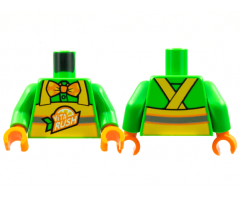 Torso Button Up Shirt, Orange Bow Tie with Polka Dots, Yellow Apron with 'VITA RUSH' Logo, Silver Stripe Pattern / Bright Green Arms / Orange Hands