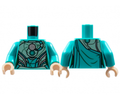 Torso Female Armor, Lime Breastplate, Silver Circle and Trim Pattern / Dark Turquoise Arms / Light Nougat Hands