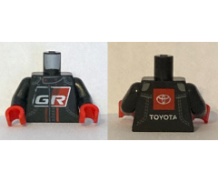 Torso Race Suit with White 'GR' on Front and Toyota Logo on Back Pattern / Black Arms / Red Hands