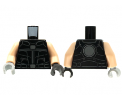 Torso Vest, Silver and Dark Bluish Gray Lines, Ten Rings Logo on Back Pattern / Light Nougat Arms / Black Hand Left / Light Bluish Gray Hand Right