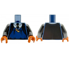 Torso Suit, White Shirt, Black Tie, Gold Whistle Necklace Pattern / Black Arms / Dark Orange Hands