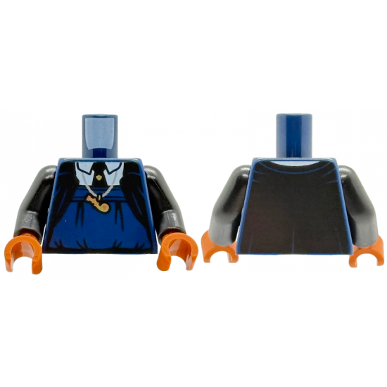Torso Suit, White Shirt, Black Tie, Gold Whistle Necklace Pattern / Black Arms / Dark Orange Hands