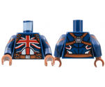 Torso Female Armor, Red British Union Jack Flag, Reddish Brown Belt Pattern / Dark Blue Arms with Red Shoulder Stripe Pattern / Reddish Brown Hands