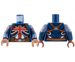 Torso Female Armor, Red British Union Jack Flag, Reddish Brown Belt Pattern / Dark Blue Arms with Red Shoulder Stripe Pattern / Reddish Brown Hands
