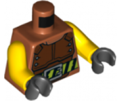 Torso Reddish Brown Chest Protector, Black and Lime Striped Belt with Buckle Pattern / Yellow Arms / Black Hands