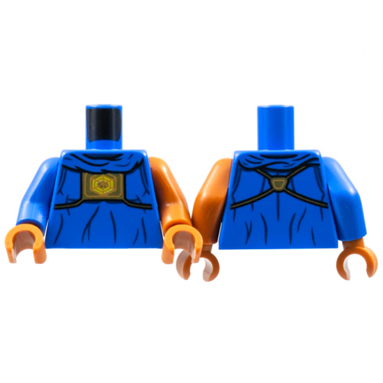 Torso Robe, Gathered Collar, Gold Panel with Hexagon Symbol, Dark Blue Gather Lines Pattern / Dark Orange Arm Left / Blue Arm Right / Dark Orange Hands