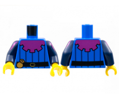 Torso Magenta Mantle, 5 Dark Blue Pinstripes, Black Belt with Pouch Pattern / Dark Blue Arms with Magenta Shoulder Stripes Pattern / Yellow Hands