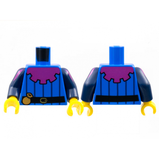 Torso Magenta Mantle, 5 Dark Blue Pinstripes, Black Belt with Pouch Pattern / Dark Blue Arms with Magenta Shoulder Stripes Pattern / Yellow Hands