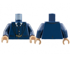 Torso Suit Jacket Unbuttoned, Vest, Tie and Gold Chain Pattern / Dark Blue Arms / Light Nougat Hands