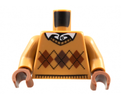 Torso Argyle Sweater with White Shirt Collar and Button Pattern / Medium Nougat Arms / Reddish Brown Hands