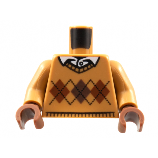 Torso Argyle Sweater with White Shirt Collar and Button Pattern / Medium Nougat Arms / Reddish Brown Hands
