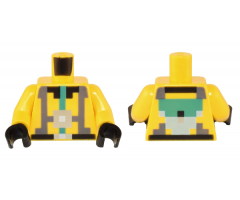 Torso Pixelated Dark Bluish Gray and Dark Turquoise Harness, Black Belt and Collar, Silver Buckle Pattern / Yellow Arms / Black Hands