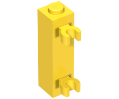 Brick, Modified 1 x 1 x 3 with 2 Clips (Vertical Grip) - Solid Stud