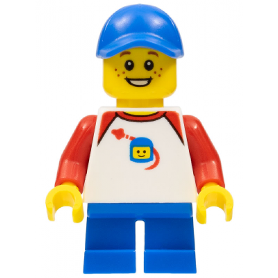 Boy - Classic Space Shirt with Red Sleeves, Blue Short Legs, Blue Cap