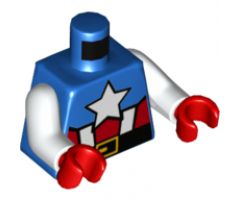 Torso White Star, Red and White Stripes and Black Belt with Gold Buckle Pattern / White Arms / Red Hands