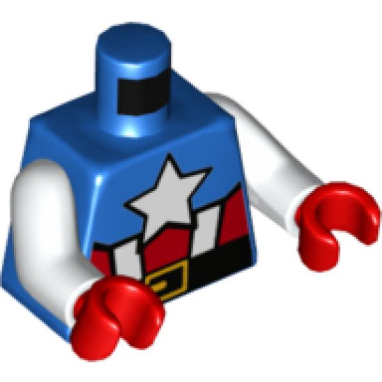 Torso White Star, Red and White Stripes and Black Belt with Gold Buckle Pattern / White Arms / Red Hands