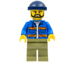 Dock Worker, Male, Blue Jacket with Diagonal Lower Pockets and Orange Stripes, Olive Green Legs, Dark Blue Knit Cap