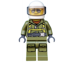 Volcano Explorer - Male Worker, Suit with Harness, White Helmet, Trans-Black Visor, Sunglasses
