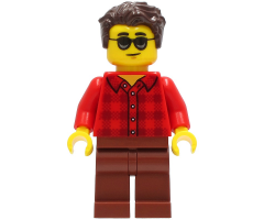 Man - Red Flannel Shirt, Reddish Brown Legs, Dark Brown Hair, Sunglasses