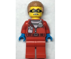 Police - Crook Hacksaw Hank, Red Jacket with Prison Shirt and I.D. Tag