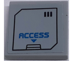 Tile 2 x 2 with Dark Azure 'ACCESS' and Arrow on Hatch with Black Vents Pattern (Sticker) - Set 60195