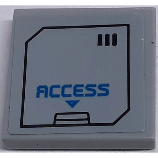 Tile 2 x 2 with Dark Azure 'ACCESS' and Arrow on Hatch with Black Vents Pattern (Sticker) - Set 60195