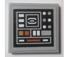 Tile 2 x 2 with SW Control Panel with Dark Orange, Dark Tan, Light Bluish Gray and White Dots and Rectangles Pattern Model Left Side (Sticker) - Set 75059