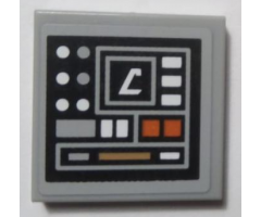 Tile 2 x 2 with SW Control Panel with Dark Orange, Dark Tan, Light Bluish Gray and White Dots and Rectangles Pattern Model Right Side (Sticker) - Set 75059