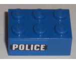 Brick 2 x 3 with 'POLICE' Black Line Pattern on Both Sides (Stickers) - Set 8196